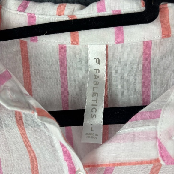 Fabletics set Cotton Voile Oversized Lite Striped Shirt high waist shorts Large - Picture 4 of 16
